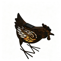 Sculpture d'oiseau minimaliste en métal rouillé à énergie solaire, pour décoration extérieure de patio et de jardin, directement de l'usine