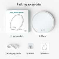 Grand miroir cosmétique pliable à LED, moderne, de bureau, éclairé, grossissant, 3 couleurs de lumière, salle de bain, maison, voyage, simple face