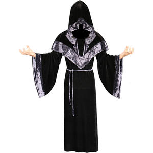 Costume de sorcier, prêtre, robe de sorcier sombre, robe de moine, costume religieux de parrain, costume de sorcier, démon, sorcière, cosplay d'Halloween pour hommes adultes - Product Image 1
