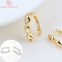 Boucles d'oreilles hypoallergéniques en laiton plaqué or 24 carats, torsadées, en forme de goutte d'eau, avec fermoirs à boucle pour la fabrication de bijoux, vente en gros