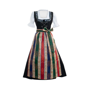 ชุดเดรส Dirndl แบบดั้งเดิมสำหรับผู้หญิงขายส่ง ชุดเสื้อปักลาย กระโปรงลายทาง พร้อมผ้ากันเปื้อน ทรงเอไลน์ ยาวแบบแม็กซี่ เหมาะสำหรับงานเทศกาลและงานปาร์ตี้ - Product Image 1