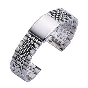 <span class=keywords><strong>Bracelet</strong></span> de montre en acier inoxydable à sept perles <span class=keywords><strong>Bracelet</strong></span> de montre en métal <span class=keywords><strong>Bracelet</strong></span> de chaîne de luxe avec double boucle de sécurité - Product Image 1
