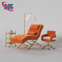 Lit de beauté Xinman, nouveau modèle S, chaise longue ergonomique, matériau en flanelle, lit pour extensions de cils, tête réglable