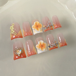 3D flor pato boca hecho a mano 10 piezas nuevo diseñador prensa-en <span class=keywords><strong>uñas</strong></span> acrílicas al por mayor <span class=keywords><strong>uñas</strong></span> postizas para una fácil aplicación - Product Image 4
