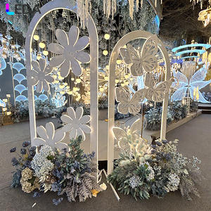 LEDA 3D Hollow <b>Butterfly</b> Design Metal Arch LED <b>Light</b> Glowing White Wedding Arch Stand Backdrop for Party Decoration - Product Image 1