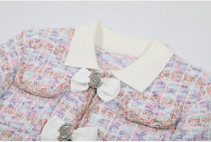 Mini abito da donna a <span class=keywords><strong>maniche</strong></span> <span class=keywords><strong>lunghe</strong></span> lavorato a maglia con fiocco <span class=keywords><strong>in</strong></span> <span class=keywords><strong>raso</strong></span> nuovo arrivo stile primavera comodo maglione abito - Product Image 3