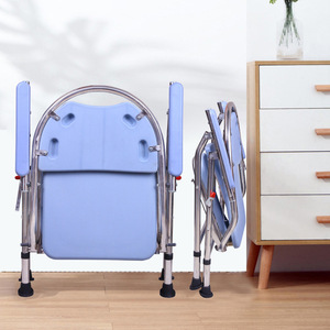 Chaise de toilette pliante en acier inoxydable avec dossier réglable en hauteur pour personnes âgées et femmes enceintes, capacité de 150 kg - Product Image 3