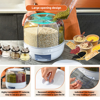 Conteneur à riz rotatif multi-compartiments pour garde-manger, rotation à 360 degrés, distributeur de céréales sèches
