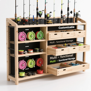 رفوف خشبية متعددة الوظائف مخصصة ، حامل شبكي معدني لتنظيم معدات البيع بالتجزئة - Product Image 1
