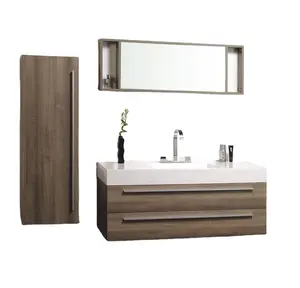 Sophisticated 3-piece Bathroom Set with Mirror, Marble Sink, and Cabinets in Solid Wood