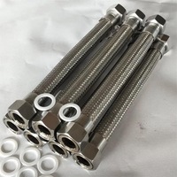 Tuyau flexible tressé en fil métallique poli en acier inoxydable et acier au carbone, à haute pression, à bride droite, avec raccord de tuyauterie NPT