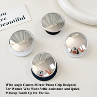 Miroir de maquillage convexe grand angle magnétique puissant N52 2-en-1 avec support de téléphone pop-up et béquille pour filles et femmes