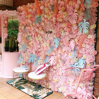 Tissu bon marché, fleurs artificielles murales, décoration de mariage, rose, blush, mélange de couleurs, fleurs enroulées murales pour décoration de mariage