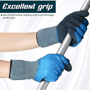 Polyester-Schutzhandschuhe, wasserdicht, mit sandiger Latex-Doppelbeschichtung, Arbeitshandschuhe für Herren, für Bauarbeiten - Product Image 3