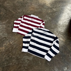Chemise à manches longues personnalisée, t-shirt décontracté surdimensionné à manches longues, chemise de rugby rayée, chemise polo, chemises de créateur pour hommes, vente en gros - Product Image 2