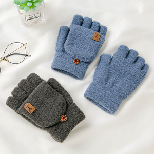 Guantes de punto personalizados, suaves y afelpados, diseño de invierno, convertibles en mitones, para viaje, cálidos, con tapa abatible, sin dedos, para hombre - Product Image 4