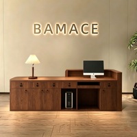 Meubles commerciaux sur mesure, comptoir de caisse en bois, table de réception moderne et simple pour salon de beauté et bureau d'entreprise
