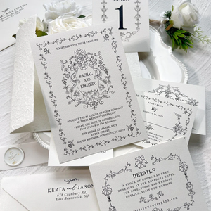 Bông mộc mạc lời mời đám cưới phù hợp với, <span class=keywords><strong>handmade</strong></span> giấy mời, deckled cạnh lời mời cho đám cưới cổ điển - Product Image 6