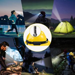 Lampe frontale <span class=keywords><strong>LED</strong></span> rechargeable 3 pièces à faisceau large 230° avec capteur de mouvement, 5 modes, étanche IPX4 et <span class=keywords><strong>bandeau</strong></span> réglable pour le camping - Product Image 6