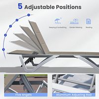 Chaise longue de patio en aluminium au design moderne, dossier réglable, résistante aux UV, durable, en stock aux États-Unis |   Tissu double couche pour