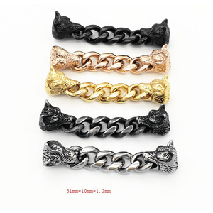 Entretoises de bracelet chaîne tête de loup Yunnique 51 mm en acier inoxydable plaqué, composants de bijoux DIY pour la fabrication de bracelets - Product Image 1