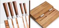 Bloc à couteaux magnétique en bois massif personnalisé avec design en résine époxy, support à couteaux magnétique en bois d'acacia de style plat pour la cuisine à domicile