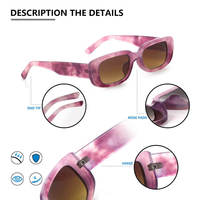 Lunettes de soleil à faible MOQ, petites, carrées, transparentes, rétro, effet marbre, personnalisées pour femmes, de haute qualité, lunettes de soleil rectangulaires colorées