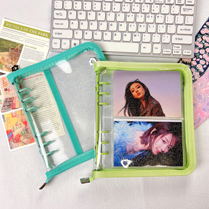 Carpeta cuadrada transparente de plástico pvc a6, carpeta en espiral con 6 anillos, con 6 agujeros, hoja suelta, con cremallera, forrado, cuaderno en blanco, venta al por mayor - Product Image 4