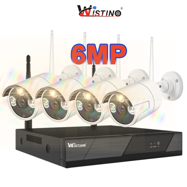 Wistino Tseye CCTV Camera Full Set 4CH Audio FHD 6MP Outdoor Wifi NVR Kits Motion Detection CCTV Camera System