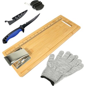 Tabla de limpieza de pescado de bambú resistente con ranura profunda para jugo, tabla de cortar pescado antideslizante, estación de preparación de mariscos para cocina - Product Image 1