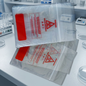 Sac de sécurité en plastique LDPE à fermeture éclair pour échantillons biologiques dangereux, avec impression en héliogravure, structure à 3/4 parois pour liquides et préservatifs - Product Image 3