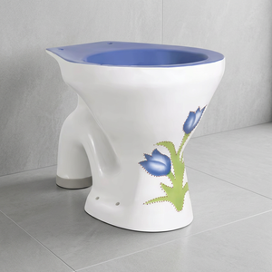WC européen moderne Vistaar en céramique orange avec siphon S/P, ensemble de toilettes à double chasse à poser au sol, chaise de toilette pour salle de bain - Product Image 2