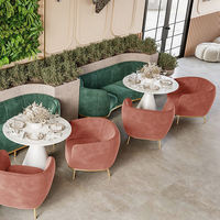 Chaises basses KSL, table basse élégante et fauteuil canapé, pieds en acier inoxydable, canapé simple en tissu de velours pour café et restaurant