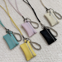 Dompet koin kulit PU Mini, dompet kunci lipstik leher mewah, dompet koin gantungan, tas sederhana