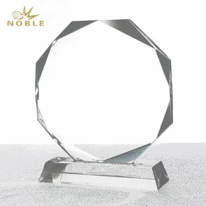 Noble Awards Custom Optical Crystal Glass Octagon Custom Personalized Engraved Logo Trophy Cup Award Hand Craft