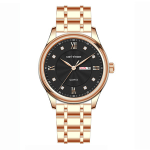 นาฬิกาผู้ชายเพชรชุดนาฬิกาควอตซ์ปฏิทินคู่ทันสมัยนาฬิกาข้อมือธุรกิจกันน้ำ - Product Image 4