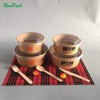 Vente en gros de bols à soupe et à salade en papier kraft jetables personnalisés pour la restauration