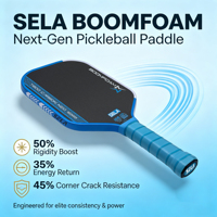 Raquette de pickleball professionnelle Blue 010 SELA BOOMFOAM 16 mm, puissance et contrôle, fibre de carbone thermoformée monobloc avec noyau en mousse