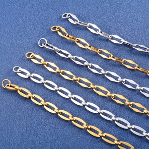 Elegante Collar Largo de Acero Inoxidable para Mujer y Hombre, Color Oro/Plata, Cadena de Eslabones, Gargantilla, Accesorios para la Fabricación de Joyería Metálica - Product Image 1