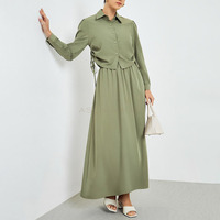 Ensemble coordonné modeste pour femme : chemise boutonnée et jupe longue à taille élastiquée avec cordon de serrage