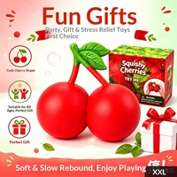Balle anti-stress en forme de cerise, rebond rapide, en TPR, design réaliste, pour les plus de 14 ans