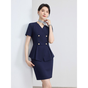 Women's Summer Short Sleeve Suit Set Crepe Fabric Breathable Office Lady Professional Attire For Business Banquets Job - Product Image 3
