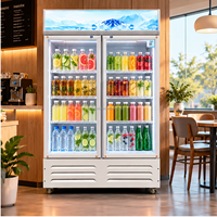 Réfrigérateur de présentation en acier inoxydable avec porte vitrée pour boissons, idéal pour les magasins