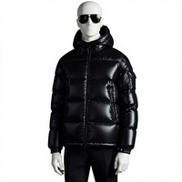 Veste matelassée à capuche noire pour homme, fermeture éclair, rembourrage en duvet, coupe-vent, manteau d'hiver, style décontracté
