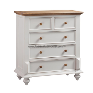 Commode en bois de marque LAS VEGAS à 5 tiroirs Tallboy en bois massif de chêne, de pin et d'acacia de haute qualité - Product Image 3