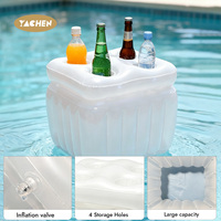 YACHEN Seau à glace gonflable en PVC avec couvercle rabattable, refroidisseur de boissons flottant avec porte-gobelets pour la plage, la piscine et les fêtes