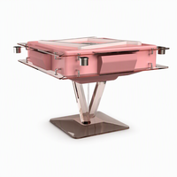 Table de jeu de Mahjong rose JS-stone JS-EMJ13 1098 mm avec piétement en verre trempé et acrylique, système de tuiles automatique pour clubs, bars et salons