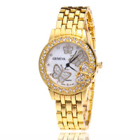Drop Shipping Groothandel Goedkope Mode Quartz Luxe Genève Vlinder Ice Horloges Diamant Voor Dames Polsen