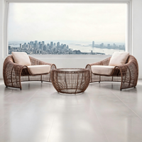Canapé d'extérieur en rotin PE style influenceur, design nid d'oiseau, résistant à l'eau, pour villas et jardins
