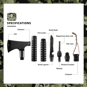 Hot Bán 9 Trong <span class=keywords><strong>1</strong></span> Đa Chiến Thuật Búa Rìu Với Dao Cá Scaler Hợp Kim Magiê Que Cho Sự Sống Còn Cắm Trại Săn Bắn Rơi - Product Image 4